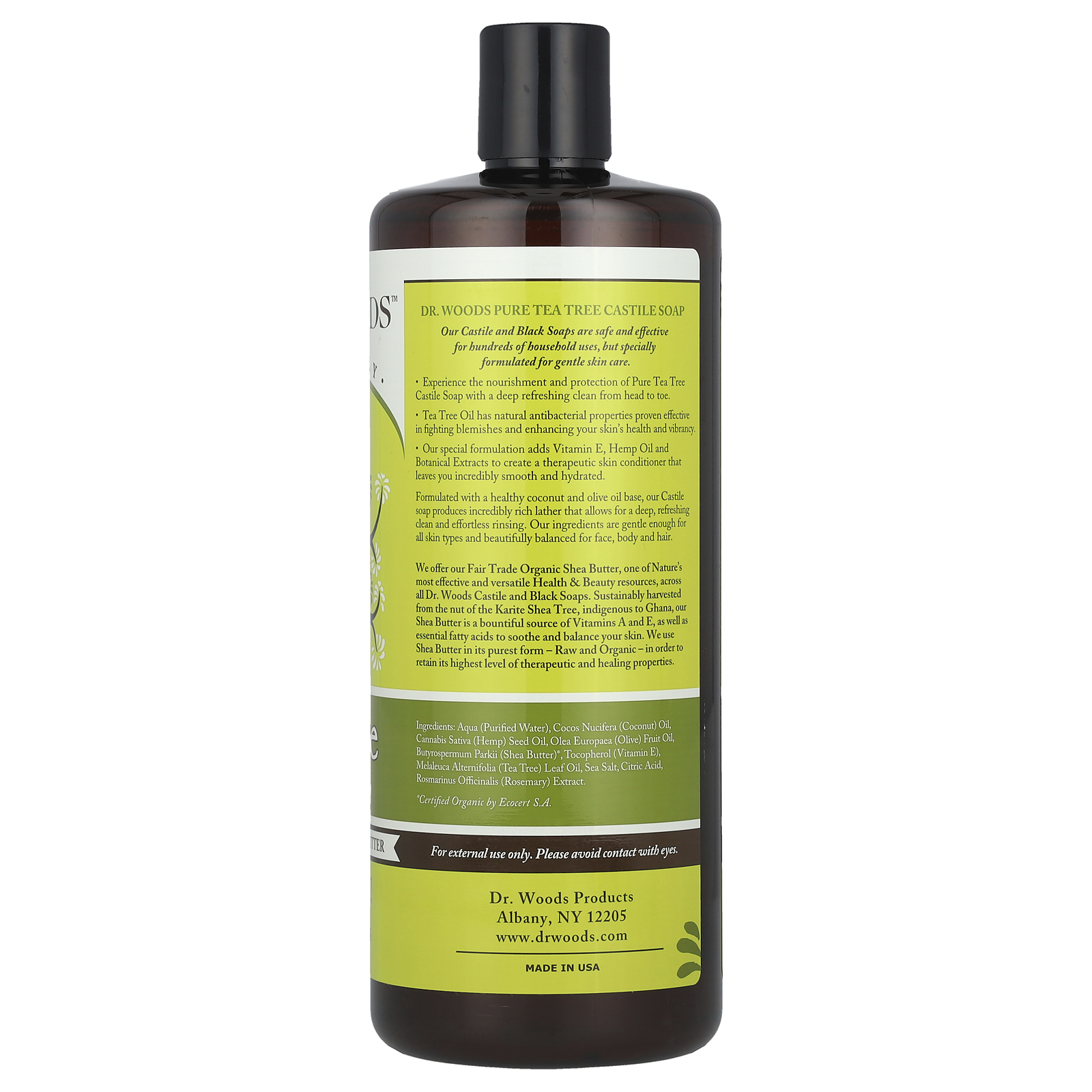 Tea Tree Castile Soap with Fair Trade Shea Butter, 32 fl oz (946 ml) - Picture 2 of 2