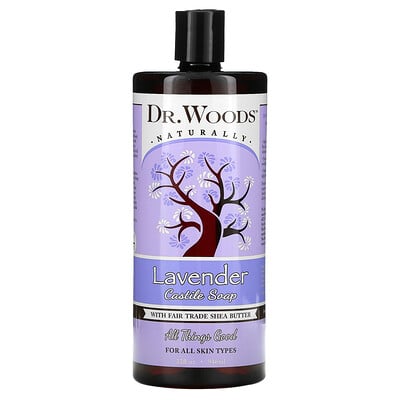 Dr. Woods кастильское мыло, лаванда и масло ши, приобретенное на основе принципов справедливой торговли, 946 мл (32 жидк. унции)