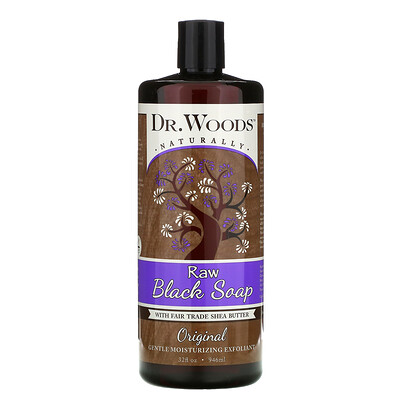 Dr. Woods Неочищенное черное мыло, масло ши, приобретенное на основе принципов справедливой торговли, оригинальная рецептура, 946 мл