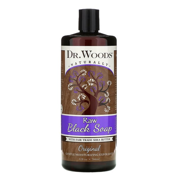 Dr. Woods, Raw Black Soap with Fair Trade Shea Butter, Fair Trade, Original, 32 fl oz (946 ml)