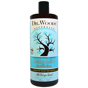 Отзывы о Доктор Вудс, Baby Mild, Castile Soap with Fair Trade Shea Butter, Unscented, 32 fl oz (946 ml)
