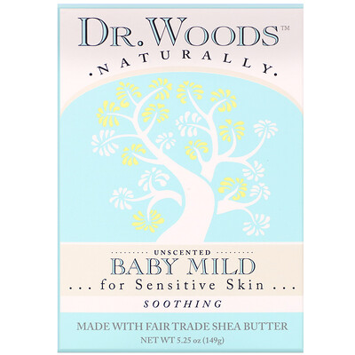 Dr. Woods Мягкое детское мыло, успокаивающее, без запаха, 149 г (5,25 унции)