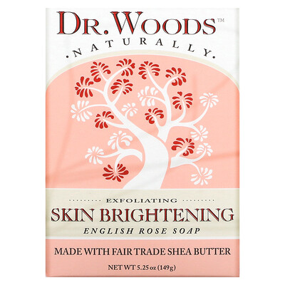 Dr. Woods Английское мыло с ароматом розы, эффект осветления кожи, 149 г (5,25 унции)