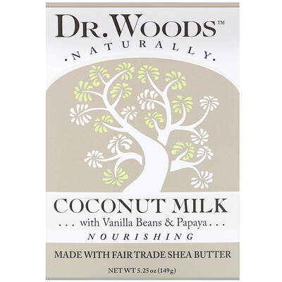 Dr. Woods Брусковое мыло, кокосовое молоко, 149 г (5,25 унции)