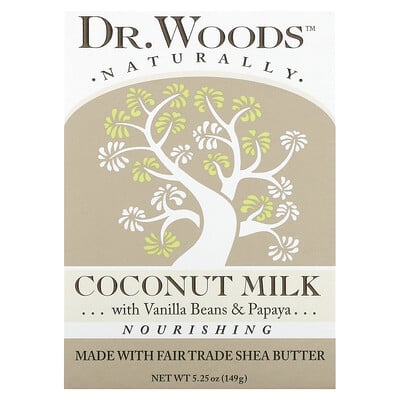 Dr. Woods Брусковое мыло, кокосовое молоко, 149 г (5,25 унции)