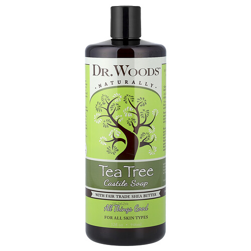 Dr. Woods Tea Tree Castle Soap with Fair Trade Shea Butter, For All Skin Types, 32 fl oz (946 ml)