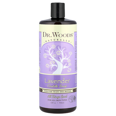 Product Image for Dr. Woods, Lavender Castile Soap with Fair Trade Shea Butter, 32 fl oz (946 ml)