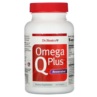 Dr. Sinatra Omega Q Plus, Resveratrol, 60 Softgels