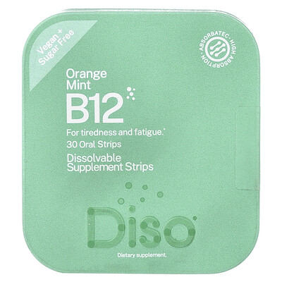 Diso, Vitamina B12, Naranja y menta, 30 tiras para uso oral