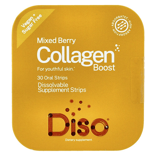 Diso, Collagen Boost, Kollagen-Boost, gemischte Beeren, 30 orale Streifen