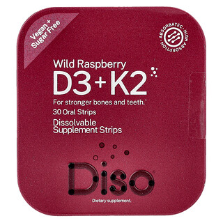 Diso, Vitamin D3 + K2, wilde Himbeere, 30 orale Streifen