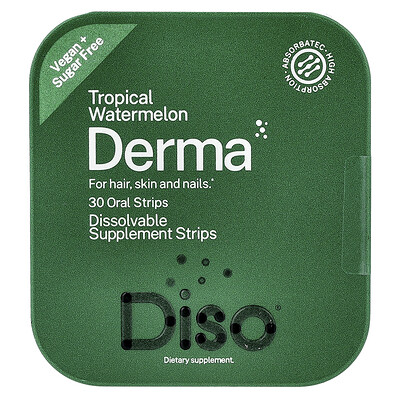Diso, Derma, Sandía tropical, 30 tiras para uso oral