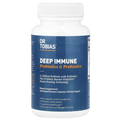 Product Image for Dr. Tobias, Deep Immune, Probiotics & Prebiotics, 60 Delayed Release Capsules