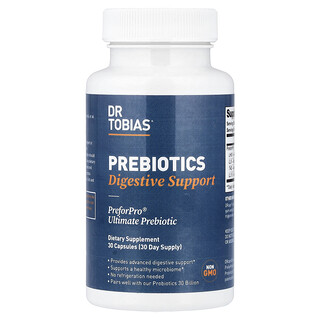 Dr. Tobias, Prebiyotikler, Sindirim Desteği, 15 mg, 30 Kapsül