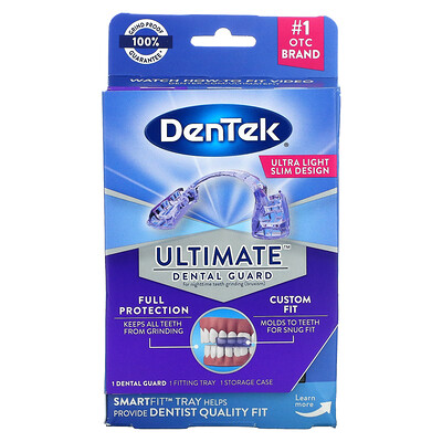 DenTek Ultimate Dental Guard, ультралегкий / тонкий дизайн, 1 защитный кожух + 1 футляр для хранения + 1 лоток SmartFit