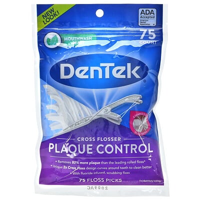 DenTek Cross Flosser Plaque Control, жидкость для полоскания рта, 75 штук