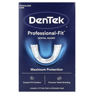 DenTek, Professional-Fit Dental Guard, 1 nasadka zabezpieczająca + 1 tacka na dopasowania + 1 futerał do przechowywania
