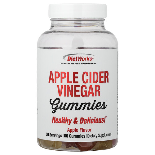 DietWorks, Apple Cider Vinegar Gummies, Apple, 60 Gummies