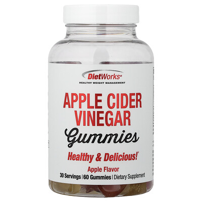 DietWorks, Gomitas de vinagre de sidra de manzana, Sabor a manzana`` 60 gomitas