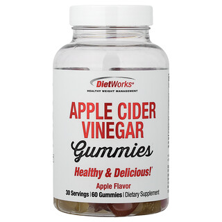 DietWorks, Gomitas de vinagre de sidra de manzana, Sabor a manzana`` 60 gomitas