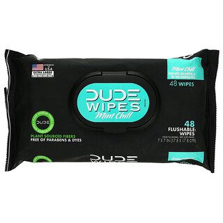 Dude Products, 可冲洗湿巾，薄荷清凉，48 片湿巾