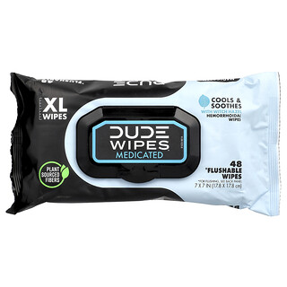 Dude Products, Medicated Flushable Wipes, XL, 48 Wipes