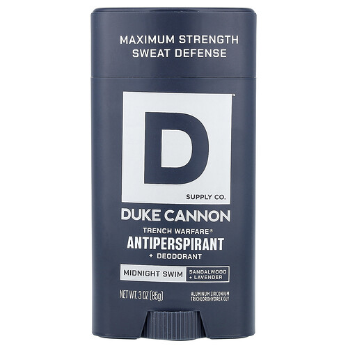 Duke Cannon Supply Co., Graben Warcare® Antiperspirant + Deodorant, Antitranspirant + Deodorant, Midnight Schwimmen, Sandelholz + Lavendel, 85 g (3 oz.)