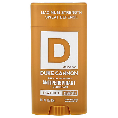 Duke Cannon Supply Co., Trench Warfare®, Antitranspirante y desodorante, Diente de sierra, Aire alpino y madera de cedro, 85 g (3 oz)