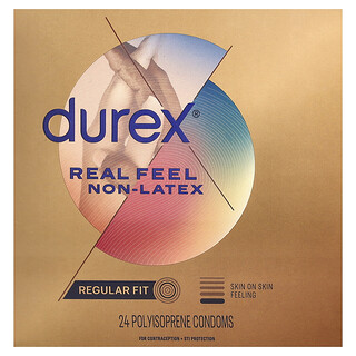 Durex, Real Feel sin látex, Ajuste estándar, 24 preservativos de poliisopreno