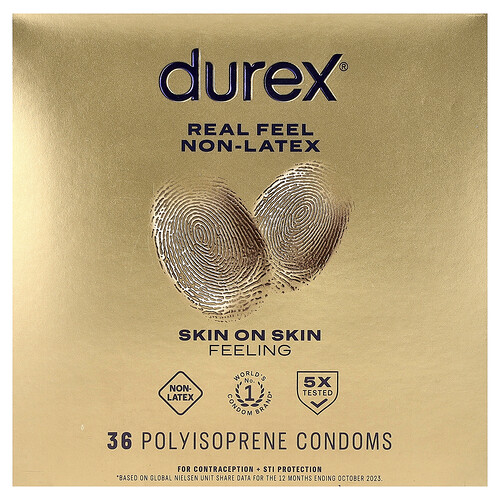 Durex, Real Feel Non-Latex, Regular Fit, 36 Polyisoprene Condoms