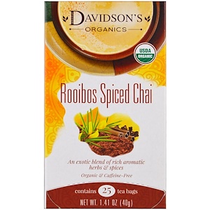 Дэвидсонс Ти, Organic, Rooibos Spiced Chai, Caffeine-Free, 25 Tea Bags, 1.41 oz (40 g) отзывы