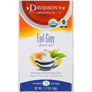 Отзывы о Дэвидсонс Ти, Organic, Earl Grey Classic Tea , 25 Tea Bags, 1.77 oz (50 g)