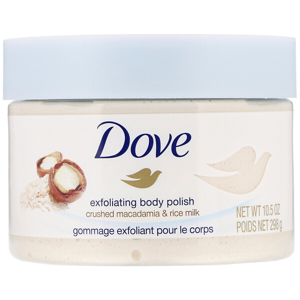 Dove, Эксфолиант для тела, аромат «Орех макадамия и рисовое молоко», 298 г