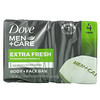 Dove, Men+Care, Barra para el rostro y el cuerpo, Extrafrescura, 4 barras, 113 g (4 oz) cada una