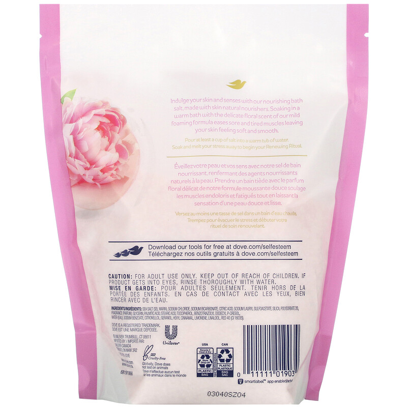 Dove, Nourishing Secrets, Nourishing Bath Salts, Peony and Rose Scent
