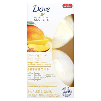 Dove Nourishing Secrets Bath Bombs Mango and Almond 2 Bath Bombs 2.8 oz (79 g) Each