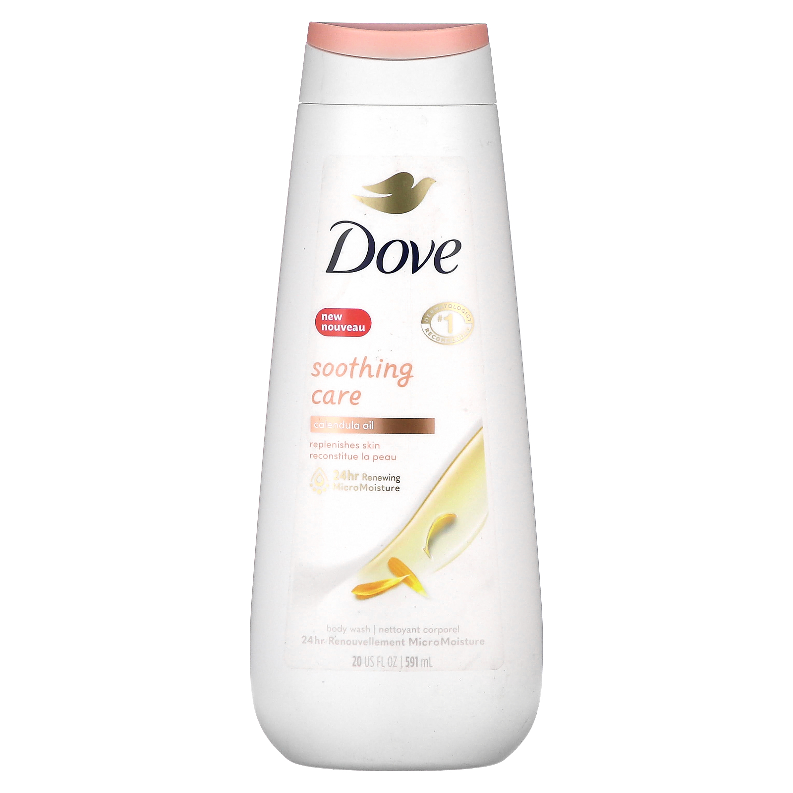 Dove (도브), 수딩 케어 바디 워시, 카렌듈라 오일, 591ml(20fl oz) (판매가 중단된 상품)