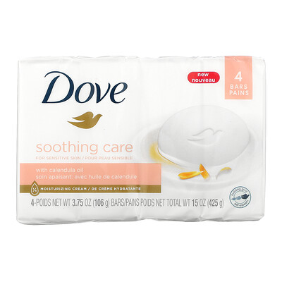 Dove Успокаивающее мыло, 4 шт., 106 г (3,75 унции)