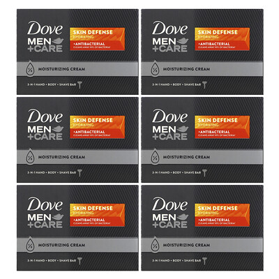 Dove Men + Care, средство для защиты кожи, штанга 3 в 1 для рук, тела и бритья, 6 шт. По 106 г (3,75 унции)