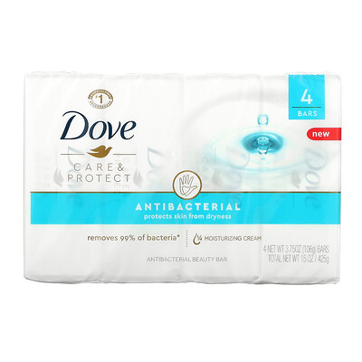 Dove Care & Protect, Antibacterial Beauty Bar, 4 Bars, 3.75 oz (106 g) Each