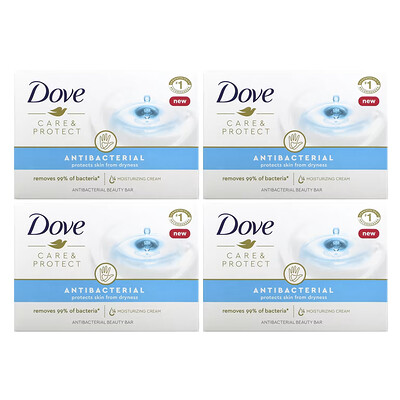 Dove Care  Protect, косметическое средство с антибактериальным эффектом, 4 батончика по 106 г (3,75 унции)