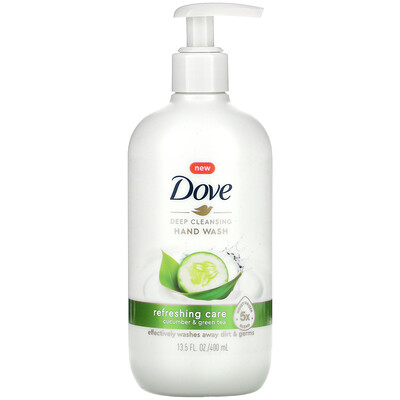 Dove Глубоко очищающее средство для мытья рук, огурец и зеленый чай, 13,5 жидких унций (400 мл)