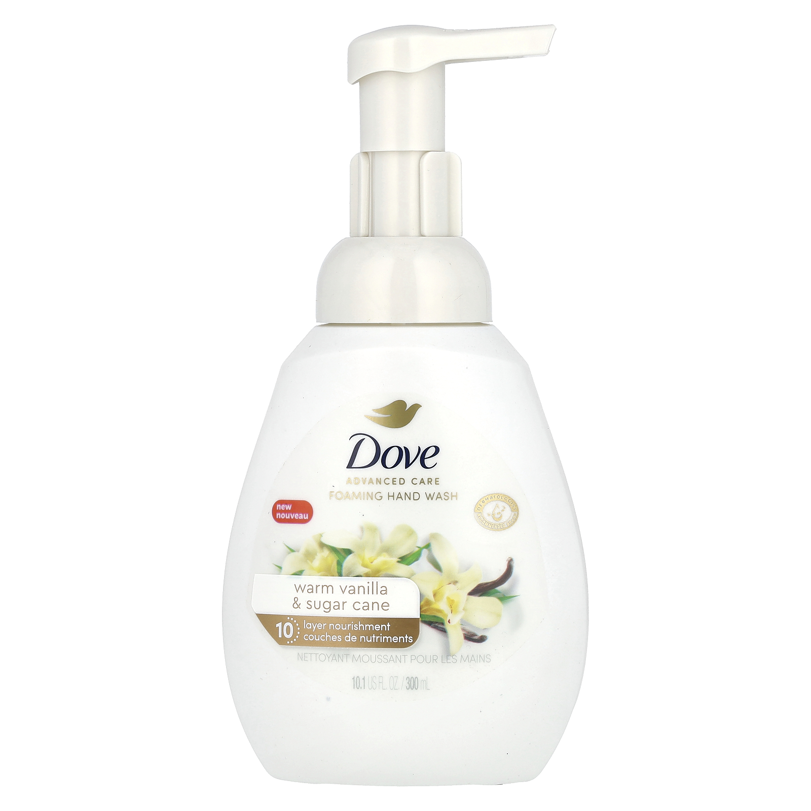 Dove (도브), 어드밴스드 케어, 포밍 핸드 워시, 웜 바닐라 및 사탕수수, 300ml(10.1fl oz) (판매가 중단된 상품)