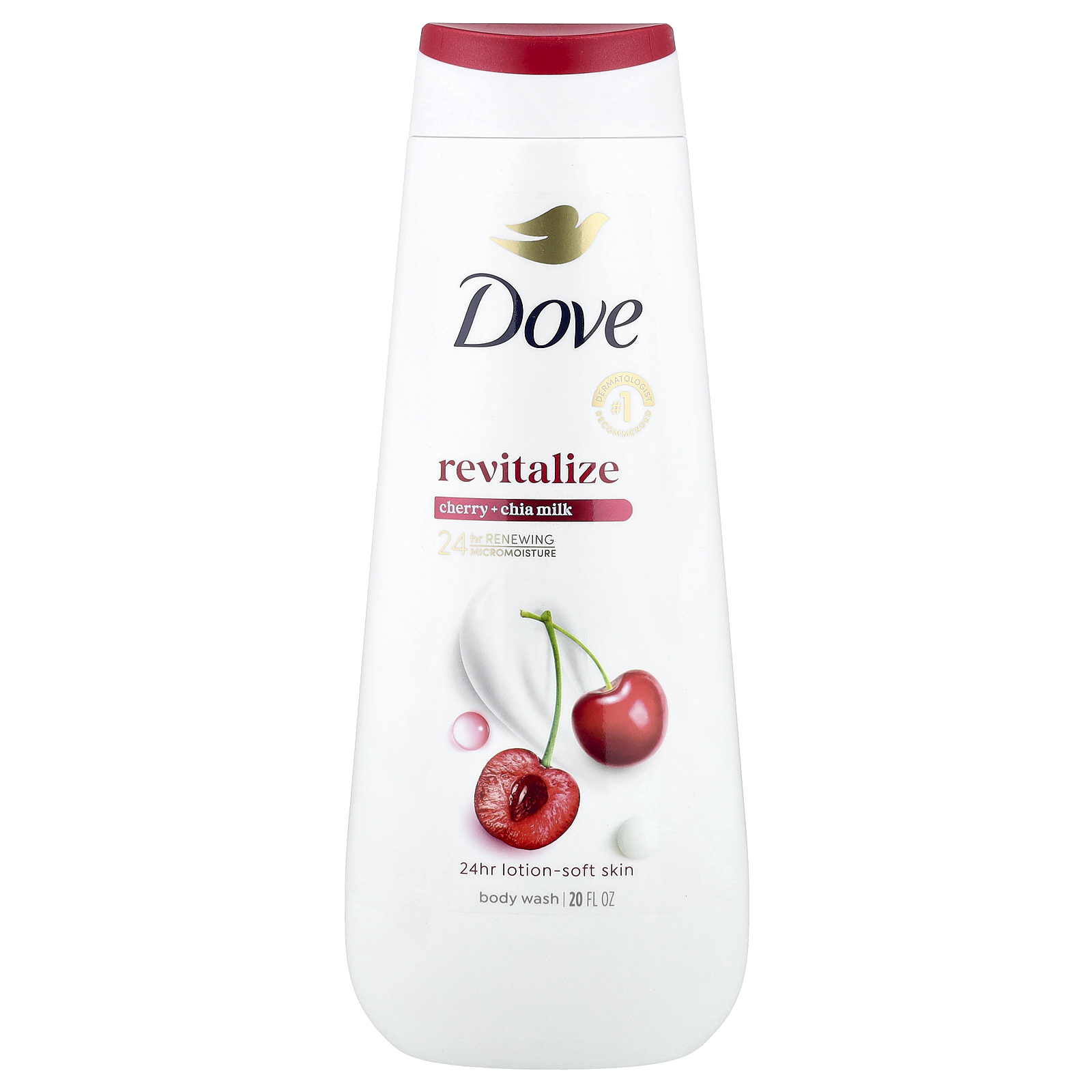 Dove (도브), 리바이탈라이즈 바디 워시, 체리 + 치아 밀크, 20fl oz