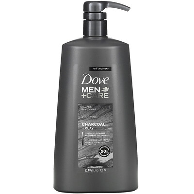Dove Men + Care, шампунь, очищающий, уголь и глина, 750 мл (25,4 жидк. Унции)