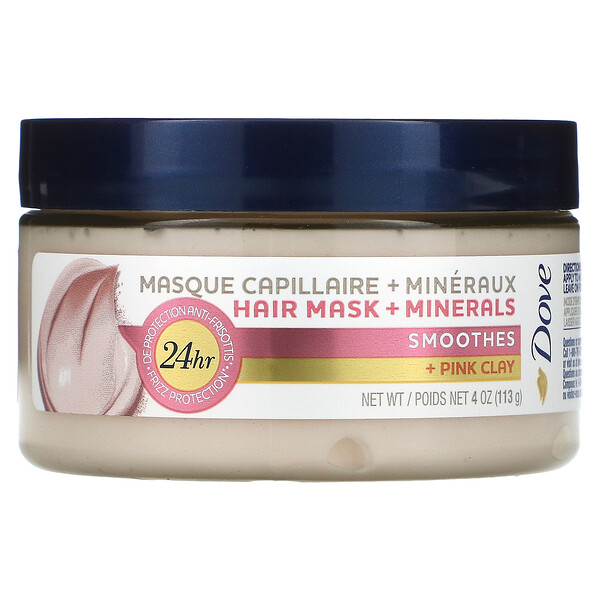 Dove, Hair Mask + Minerals, Smoothes + Pink Clay, Haarpflege mit rosa Tonerde und Mineralien, 113 g (4 oz.)