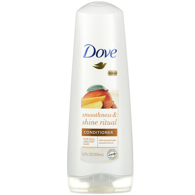Dove Smoothness & Shine Ritual Conditioner, For Dull and Dry Hair, Mango Butter And Almond Oil, 12 fl oz (355 ml)