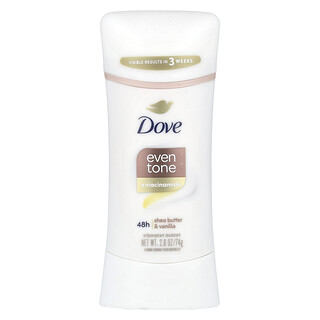 Dove, Even Tone + Niacinamide, Terleme Önleyici Deodorant, Shea Yağı ve Vanilya, 2,6 oz (74 gr)