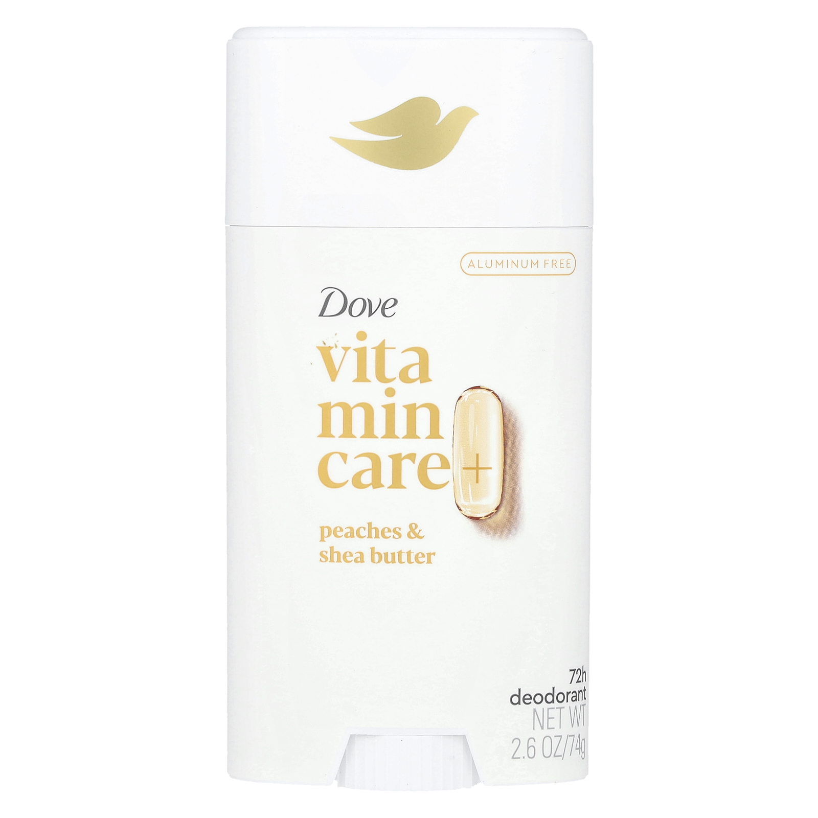 Dove (도브), Vitamin Care+ 데오드란트, 복숭아 & 시어버터, 74g(2.6oz)