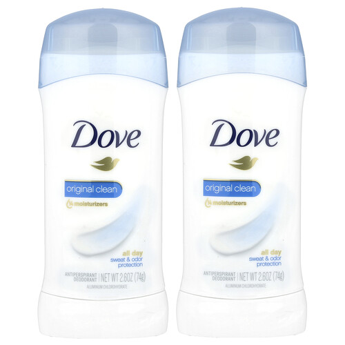 Dove Antiperspirant Deodorant, Original Clean, 2 Pack, 2.6 oz (74 g) Each